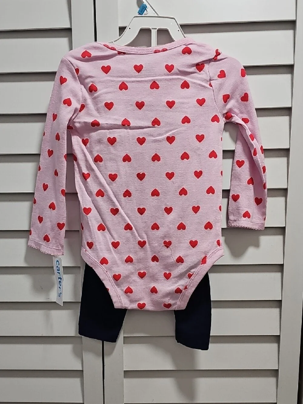 Carter's Red Puffer Vest with Pink Heart Tee and Navy Leggings